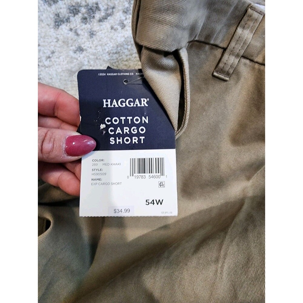 NEW Haggar Big & Tall Cargo Shorts Size 54 Khaki Comfort Stretch Tech Pocket - Picture 2 of 8